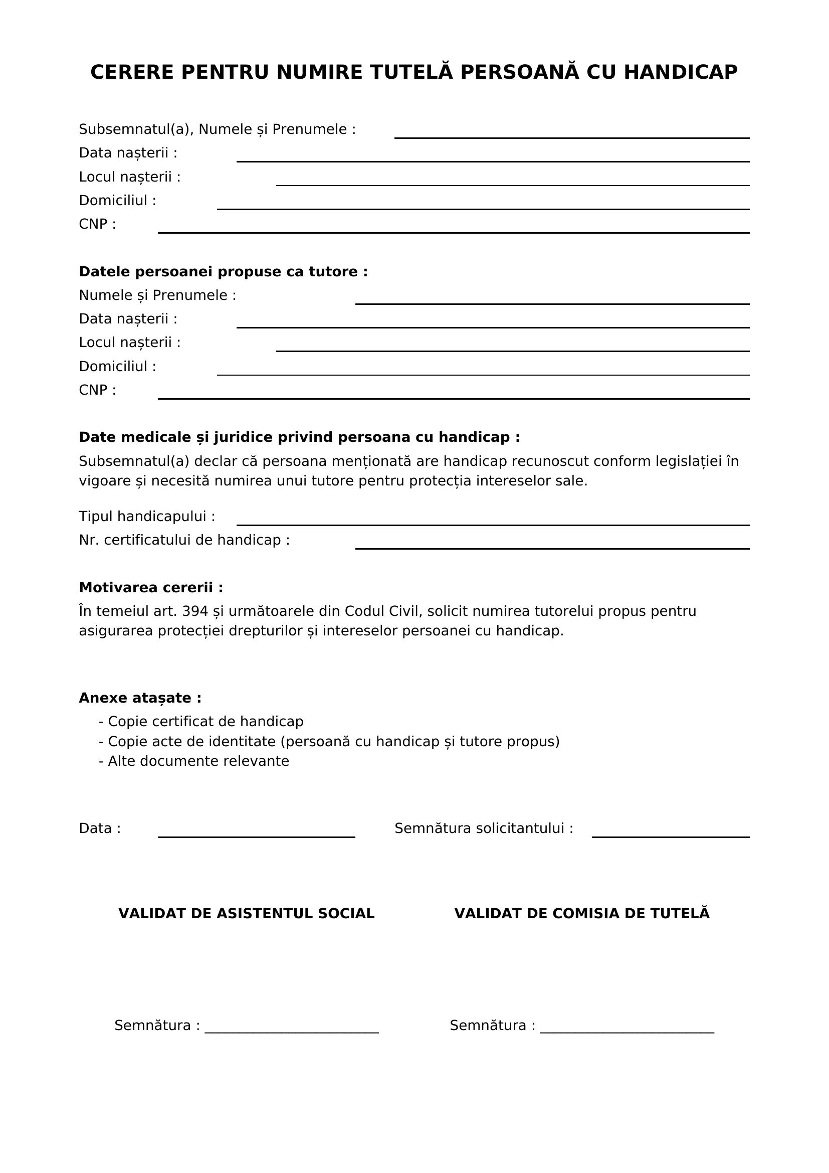 Cerere Tutela Persoana Cu Handicap