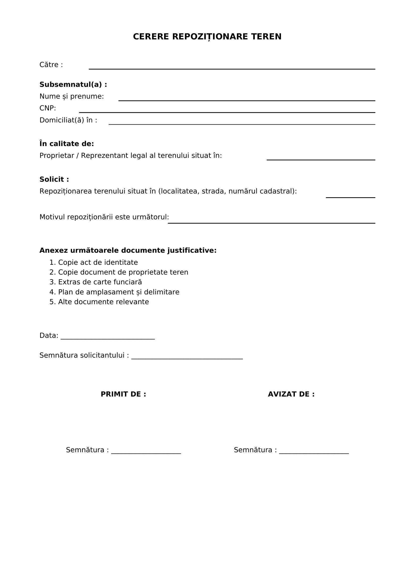 Model Cerere Repozitionare Teren